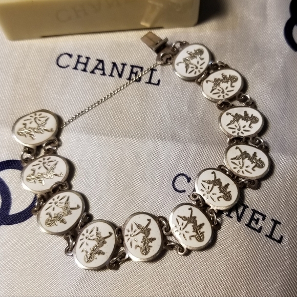 Vtg Enameled Siam Dancer Bracelet & Earrings - Picture 6 of 8